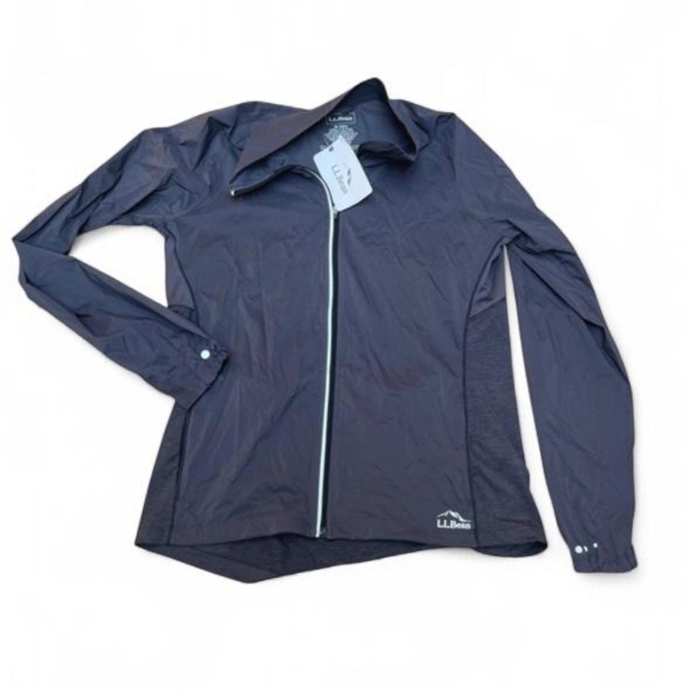 LL Bean Womens Stowaway Windbreaker Jacket M Gray Trail Running 301353 NEW